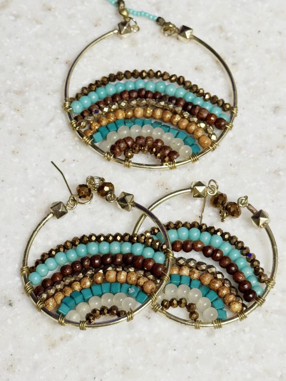 BOHO style set, bold, lightweight, necklace and earrings